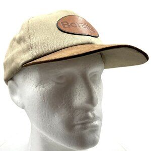 K-Products Beretta Vintage Mens Brown Leather Canvas Adjustable Strap Back Hat C